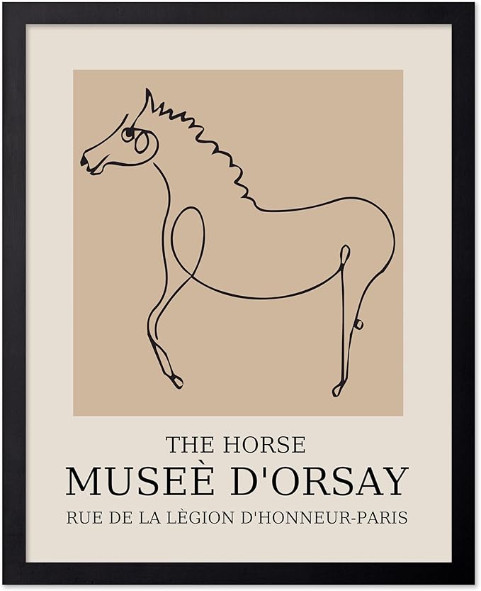 Poster Master Vintage Poster - Retro Horse Print - Line Drawing Art - Sketch Art - Gift for Boys, Girls & Animal Lover - Minimal Wall Decor for Kid's Room or Nursery - 8x10 UNFRAMED Wall Art