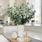 5pcs Eucalyptus Stems & 6pcs Babys Breath Artificial Flowers Faux Greenery Bouquets for Wedding Table Centerpiece Home Decor