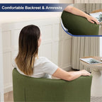 Accent Barrel Chairs Set of 2, Modern Comfy Living Room Chairs with Armrest Small Reading Chair with Cozy Soft Padded for Bedroom Reception Room Cafe,Green