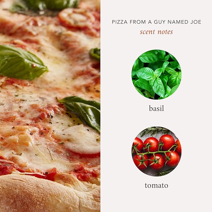 Literie NYC Inspired Scented Candle: Pizza from a Guy Named Joe - Tomato & Basil Scent, 9oz, 50 Hour Burn, Vegan Soy & Coconut Blend Candle for Home Decor, Gift for Women & Men