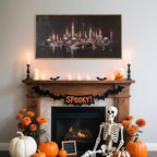 Aurlan Gothic Bloody Skull and Candles Framed Wall Art(40"x20"), Large Horror Dark Academia Halloween Skeleton Canvas Artwork, Modern Goth Spooky Creepy Ghost Decor for Home Office Bedroom