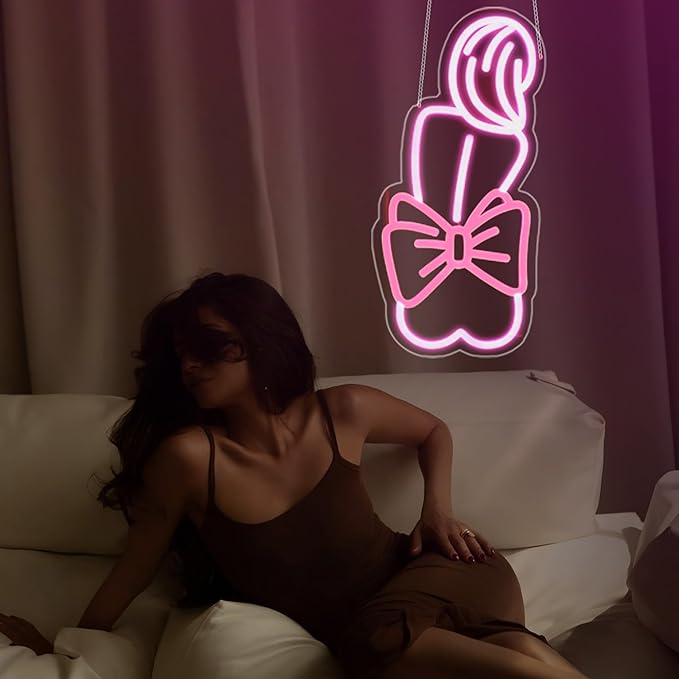 Bow Lady Neon Sign, Neon Signs for Wall Decor Neon Pink LED Signs Room Neon Light Up Signs Home Decor for Bedroom Club Party Bar Shop USB Operated