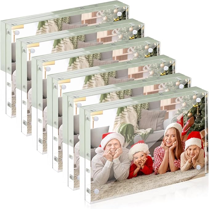 SYNTRIFIC Acrylic Frame 5x7, 5 x 7 Acrylic Picture Frame 6 PACK Clear Double Sided Magnetic Picture Frame, Free Standing Desktop Acrylic Photo Frame Display,Lucite Frame,10+10mm Thickness Magnetic