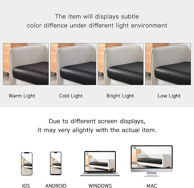 Yates Home PU Leather Couch Sofa Cushion Slipcover Water-Proof Elastic Chair RV Seat Covers Loveseat Sofa Furniture Protector Slip Cover for Settee Seater Replacement in Living Room（Loveseat, Black）