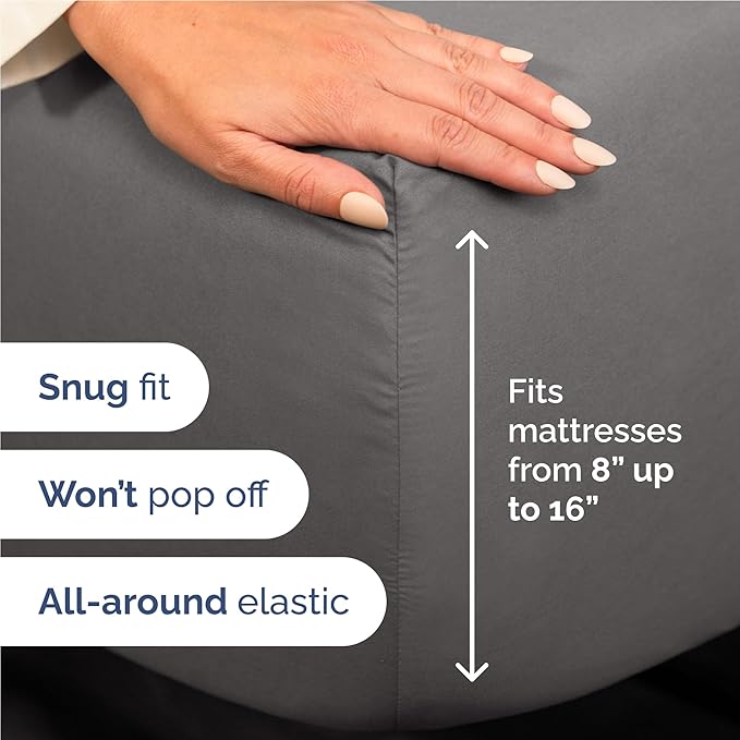 Twin XL Size 3 Piece Sheet Set - Comfy Breathable & Cooling Bed Sheets Set - Hotel Luxury Bedding for Women, Men, Kids, Teens, Boys & Girls - Deep Pockets, Soft, Wrinkle Free - Oeko-Tex - Dark Grey