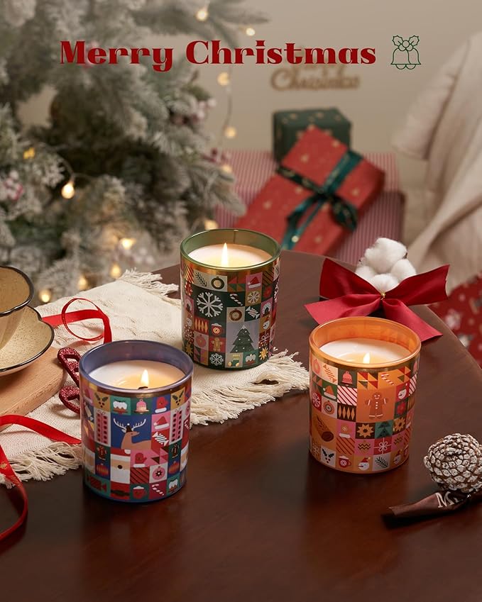 M&SENSE Fir & Pine Scented Winter Candle 55 Hours Long Lasting Wood Scent Gift for Christmas, 9.9oz All Natural Soy Wax Clean Non Toxic Candle for Housewarming & Stress Relief