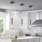 Modern Pendant Light Kitchen Fixture Dimmable LED Black Mini Pendant Lighting fo Kitchen Island Bedroom Bedside Table Small Pendant Lights (3-Pack)