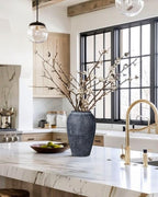 Handmade Flower Vase, 9.6" Tall Terracotta Vase, Vintage Ceramic vase, Rustic Antique Vase Décor, Wide Mouth, Matte Finish for Home Office Resto Café Décor