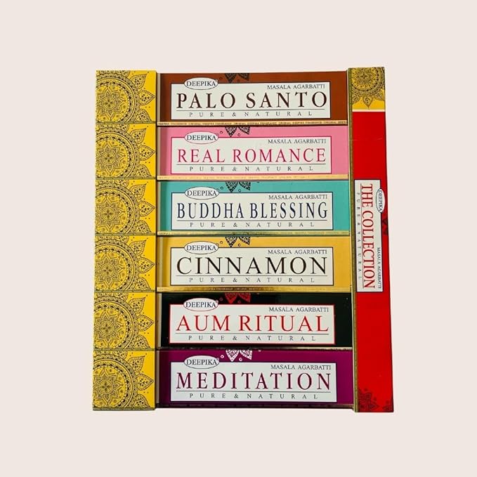 Deepika 12 Pack Assorted Pack 15 Gram x 12 Packs (180 Sticks) for Meditation, Aromatherapy, Healing and Yoga