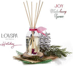 LOVSPA Reed Diffuser Set, Joy Winterberry Spruce Scented Oil Diffuser with Sticks, Home Fragrance Accessories for Bathroom Shelf Decor, Aroma Diffusers for Home or Office Desk, USA Made