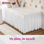 RIMELA Dorm Bed Skirt Twin XL 46 Inch Drop, Extra Long Wrap Around Elastic Bed Skirts Easy to Put On Twin Size Dust Ruffle, White Bedskirt for Adjustable Bed Base Solid Silky Fabric Machine Washable