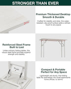 Frylr Small Folding Computer Desk – Portable 55.1 Inch Foldable Laptop Table, Collapsible and Compact for Easy and Fast Setup, Lightweight for Small Spaces, Home Craft and Study Use, White Ash