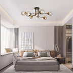 SZXYKEJI 6-Lights Glass Chandelier，Modern Flush Mount Ceiling Light Fixture，Farmhouse Lighting for Dining Room Living Room Bedroom Kitchen Passageway..