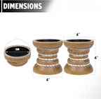 Candle Holder for Pillar Candle Set of 2, Farmhouse Wood Candle Holder, Rustic Wooden Candle Stand, Vintage Small Wooden Candlestick Holders for Living Room, Table Centerpiece, Brown