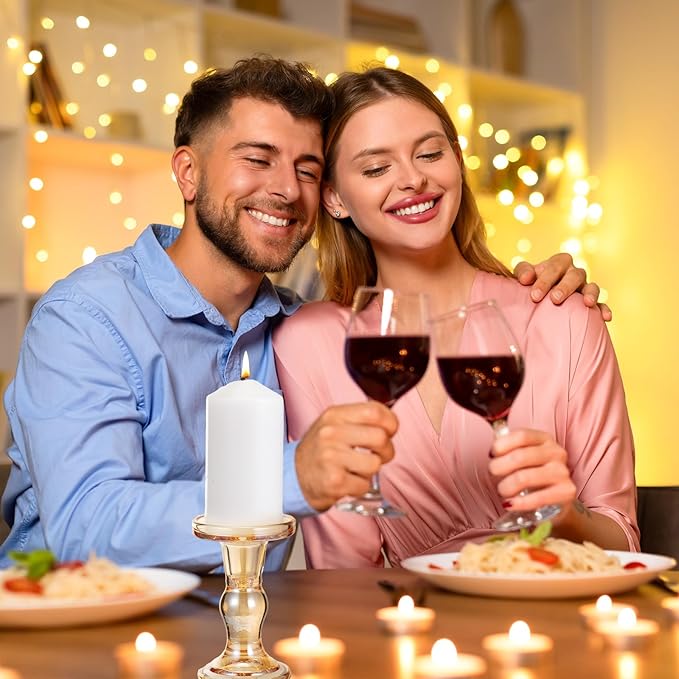 Mumufy 20 Pcs Glass Crystal Taper Candle Holders Clear Glass Candlestick Holder Fit 0.8 Inch Candles Crystal Decorative Candle Stand Centerpiece Table Wedding Dining Party (Gold)