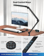 LED Desk Lamp with Clamp, Ultra-Bright Dual Light Architect Desk Light with Adjustable Swing Arm, Eye-Caring 4 Color Modes Stepless Dimming Task Table Lamp for Home Office Reading Study & Workbench