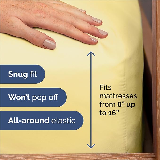 Twin XL Size 3 Piece Sheet Set - Comfy Breathable & Cooling Bed Sheets Set - Hotel Luxury Bedding for Women, Men, Kids, Teens, Boys & Girls - Deep Pockets, Ultra-Soft, Wrinkle Free - Oeko-Tex - Yellow