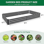 Land Guard 2 Pack 8×4×1ft Galvanized Metal Raised Garden Bed, Metal Planter Kit Box Outdoor for Deep-Rooted Vegetables, Flowers, Green and Herbs (Mid-Grey)