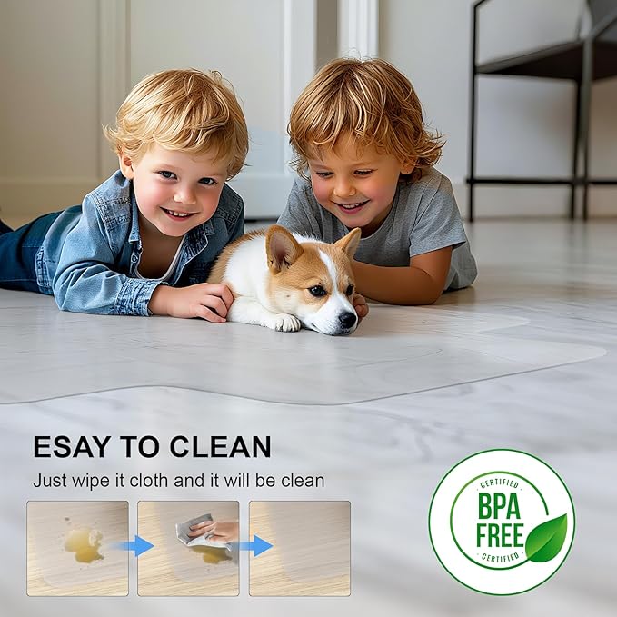 Office Chair Mat for Hard Floors,36"x48" Desk Mat for Chair for Hardwood Floor,Non-Slip Hard Floor Protector Desk Chair Mat for Home,Vinyl Floor Mat for Kids & Pets - Not for Carpet (Clear)