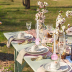 Double Sided Vintage Ribbed Taper Glass Candle Holders,Tea Candle Holder for Table Centerpieces, Wedding Decorations and Dinner Parties (Pink, 3 PCS)