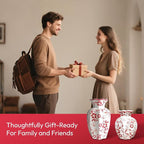 Chinoiserie Vase,6 inch Red and White Vase,Vintage Ceramic Vases,Flower Vase for Centerpiece,Chinese Cute Vases for Living Room, Office,Home Decor (Red White, Small)