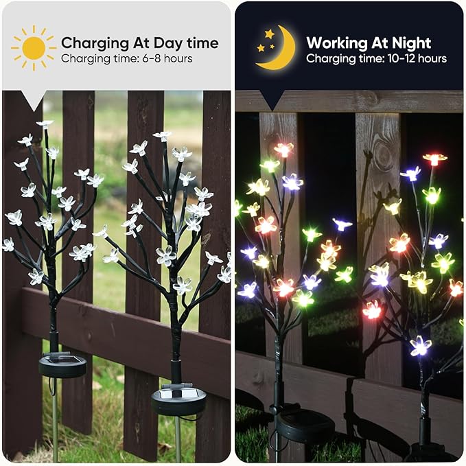 Solar Garden Lights Outdoor,Waterproof Solar Lights for Outside Decorative 4Pack, 80Led Flowers Garden Decor, Outdoor Lights for Yard Pathway,Lawn,Garden Decorations