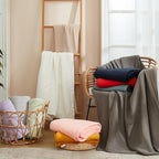 EMME Cotton Throw Blanket - 100% Muslin Soft, Breathable Gauze - All Season, Lightweight - Pre-Washed - Orange Rust, 50"x70"