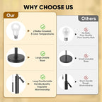 PARTPHONER Bedside Lamps Set of 2, Tall Table Lamps for Living Room, Height Adjustable Nightstand Lamps for Bedroom Office, Modern End Table Lamps with Pull Chain(LED Bulbs Included), Black