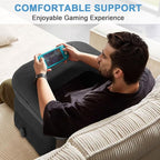 cjc Reading Pillow for Gaming, Memory Foam Gaming Pillow for Lap with Coaster, Hight Adjustable Lap Desk Pillow for Reading, Working, Crocheting or Sitting in Bed Floor Sofa (Black+Cup Tray)