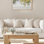 MIULEE Pack of 4 Decorative Textured Boucle Throw Pillow Covers 20x20 Inch Beige Accent Solid Pillow Cases Soft Couch Cushion Covers for Modern Farmhouse Boho Chair Sofa Bed Livingroom Home Decor