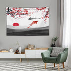 Houselerax Japanese Koi Fish Tapestries, Cherry Blossoms Asian Oriental Flower Branch Koi Fish Carp Tapestry Wall Hanging for Bedroom Living Room Office Decor 60"x40"