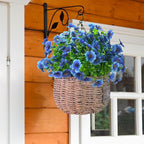 24 Bundles Artificial Flowers for Outdoors & Indoors – UV Resistant Faux Plastic Plants for Garden, Patio, Porch, Window Box, Home Decor – Lush & Vibrant Fake Flowers, Blue