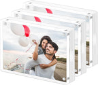 Magnetic Double Sided Clear Acrylic Picture Frame, 8 x 10 Inches，30 MM Thick for Desktop Display(Pack of 3)