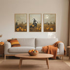 Celestdeco Halloween Ghost Reaper Framed Wall Art Set, Scary Witchy and Pumpkin Wall Decor, Horror Night Wall Painting, Full Moon Bats Art Prints for Living Room,Bedroom,Halloween Themed Party Decoration-24"×36"×3