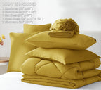 CozyLux Full Size Comforter Sets Mustard Yellow - 7 Pieces Bed in a Bag Full, Luxury Soft Bed Set for All Seasons, Bedding Set with Down Alternative Comforter, Sheets, Pillowcases & Shams