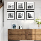 12x12 Black Picture Frame set of 3, Made of Glass and Wooden Square Photo frame - Displays Picture 8x8 With Mat or 12 x 12 Without Mat, Desktop & Wall Collage Photo Frame