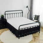 Bed Skirt Queen Size Ruffled Bed Skirt with Split Corners, 14 Inch Drop Dust Ruffle Bed Skirt with Platform, Black