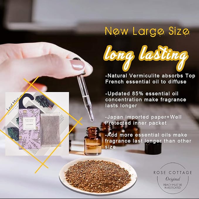 ROSE COTTAGE Large 12 Packs Hawaiian Plumeria Hanging Closet Air Freshener Scented Sachets Long Lasting Smell Goods