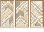 IARTTOP 3 Pieces Wood Boho Wall Art Framed Mid century Modern Wooden Wall Decor Large Minimalist Geometric Line Decor for Living Room Bedroom Office-16 x32