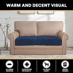 PrinceDeco Velvet Couch Cushion Cover Soft Stretch Cushion Slipcover for Chair Loveseat Sofa Cushion Furniture Protector Seat Cushion Sofa Cover (2 Piece Large Sofa Cushion Covers, Navy)