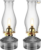 Tuanse 2 Pcs Oil Lamps for Indoor Use Vintage Hurricane Emergency Glass Oil Lamps Large Lantern Classic Decorative Oil Lamp for Home Tabletop Emergency Lighting Supplies(Gray)
