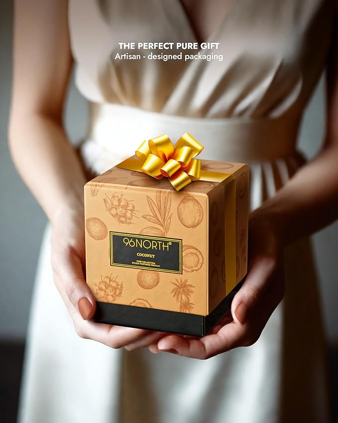96NORTH | Pure Coconut Candle | 100% Natural Soy Wax | One Wick Jar Candle | Natural Fragrance Technology | Non Toxic | Up to 35 Hours Burning Time | Aromatherapy Gift for Men and Women
