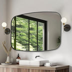 ANDY STAR 30x40” Black Bathroom Mirror, Oblong Vanity Mirror with Stainless Steel Metal Frame, Matte Black Oval Mirror for Over Sink, Modern Anti Rust Wall Mounted
