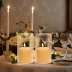 Glass Cylinder Vases Set of 6 Clear Ribbed Glass Vases for Flowers,6 inch Tall Modern Floating Candle Vase Decor, Decorative Hurricane Candle Holders for Home Wedding Table Centerpieces Decor