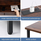 3 Wooden Drawers Nightstand, 27 Inch Wide Night Stand Set 2 with Charging Station and Adjustable Drawers, Small Dresser for Closet, Bedside Table for Living Room/Bedroom/Office, Retro Brown.