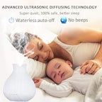 BZseed Aromatherapy Essential Oil Diffuser 550ml 12 Hours White Wood Grain Aroma Diffuser with Timer for Large Room, Home, Baby Bedroom, Waterless Auto Shut-Off, 7 Colors Lights Changing