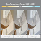 Modern Adjustable Height Pendant Light Fixture Black 288W LED Pendant Lights 16 Rings Rectangular Chandelier Staircase Large Chandelier Lobby Living Room Foyer High Ceiling Chandeliers