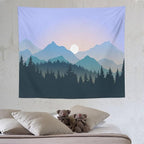 HZOHNAGO Mountain Tapestry Forest Mountain Sunrise Pattern Printed Wall Tapestry Wall Hanging for Bedroom Living Room Dorm 60" W x 50" H