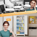 71" H Metal Kitchen Pantry Storage Cabinet, Freestanding Cupboard with 2 Doors and 4 Adjustable Shelves, Standing Storage for Kitchen, Bathroom, Garage, Dinning Room or Utility Room（White）