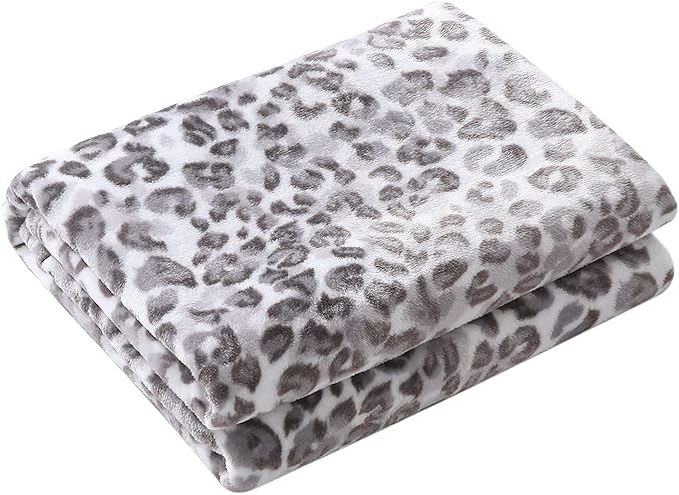 MERRYLIFE Cheetah Throw Blanket for Couch | Soft Decorative Ultra-Plush Colorful| Throw Size Travel Blanket Plush|(50" 60", Snow Leopard)